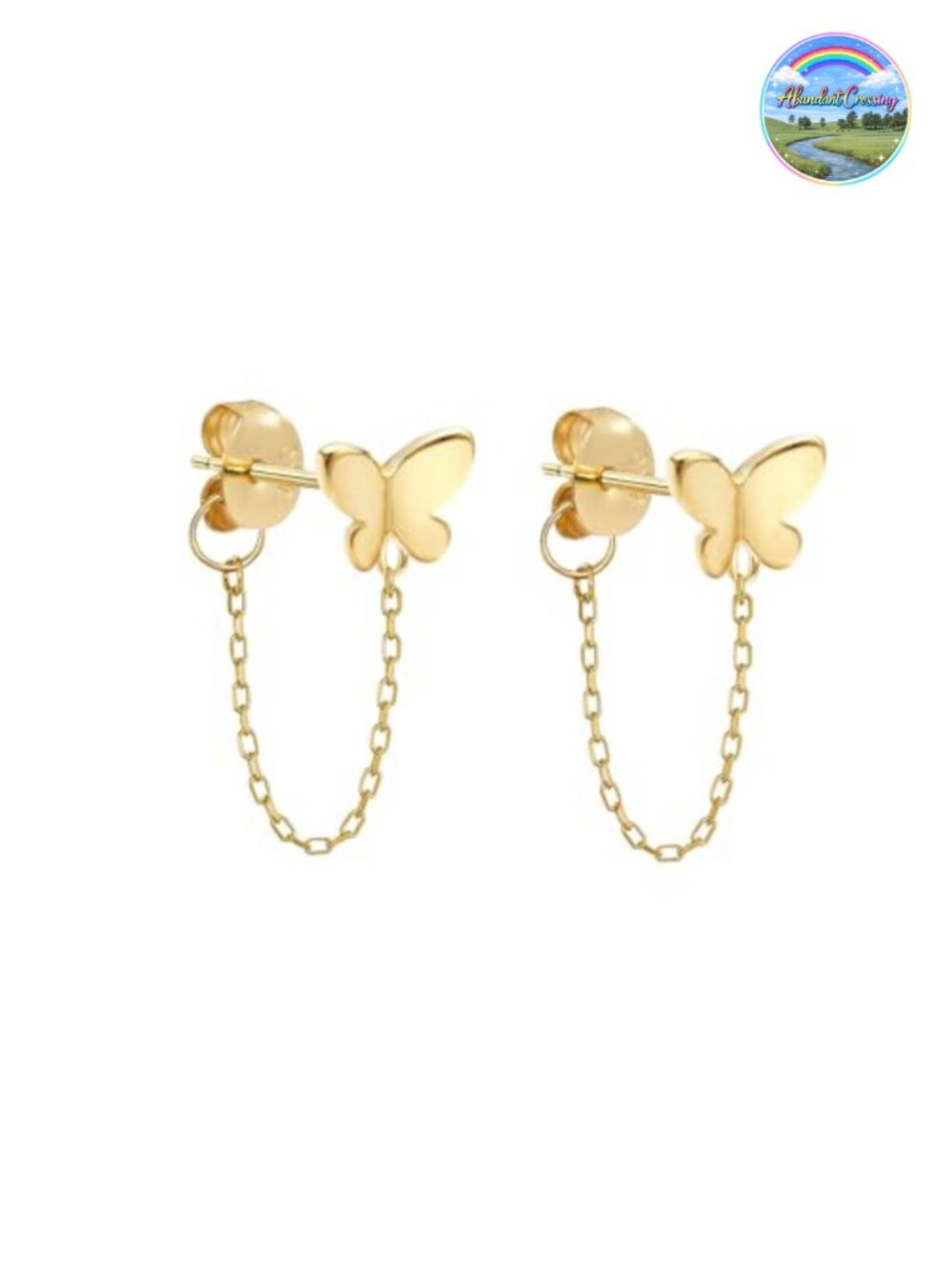 Sterling Silver Gold Plated Chain Earrings Cubic Zirconia Dangle Women
